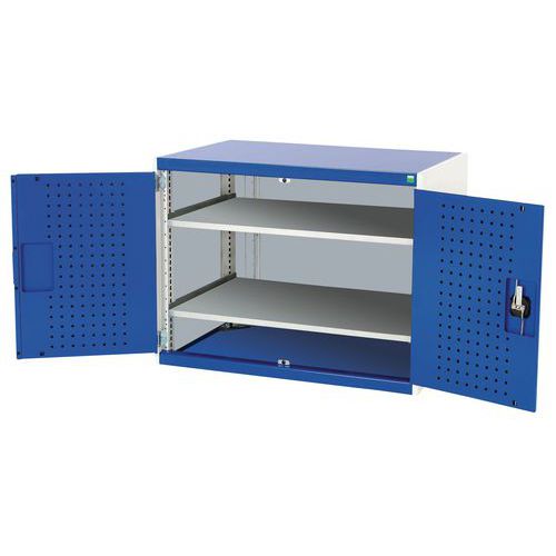 Szafy warsztatowe Bott Cubio, drzwi perforowane, wysokość 80 cm - Szafka warsztatowa Bott Cubio, 80 x 105 x 65 cm, drzwi perforowane, szaro-niebieski