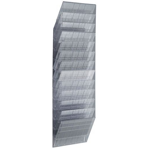 Stojak ścienny na broszury Flexibox, 12 przegródek – wytrzymały - Stojak na ulotki Flexibox, 12 przegródek – wytrzymały