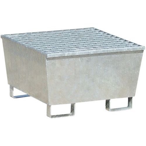 Stalowe wanny wychwytowe, pojemność 220 – 440 l - Stalowa wanna ociekowa Manutan Expert, na 1 beczkę, pojemność 220 l, ocynkowana