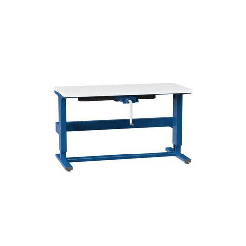 Stoły ERGO regulowane korbą, 1500 x 700 x 790 (1100) mm, LAMINO - Stół ERGO regulowany korbą, 1500 x 700 x 790 (1100) mm, LAMINO, ciemnoniebieski