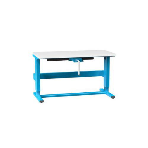 Stoły ERGO regulowane korbą, 1500 x 700 x 790 (1100) mm, LAMINO - Stół ERGO regulowany korbą, 1500 x 700 x 790 (1100) mm, LAMINO, niebieski