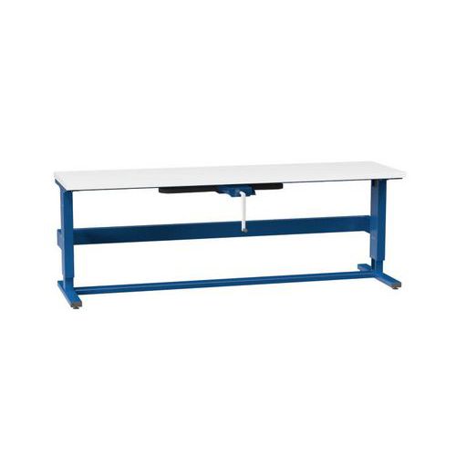 Stoły ERGO regulowane korbą, 2500 x 700 x 790 (1100) mm, LAMINO - Stół ERGO regulowany korbą, 2500 x 700 x 790 (1100) mm, LAMINO, ciemnoniebieski