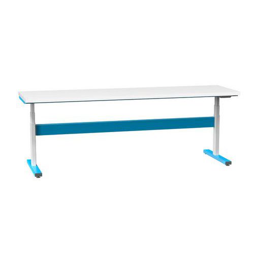 Stoły ERGO regulowane elektrycznie, 2500 x 700 x 660 (1100) mm, LAMINO - Stół ERGO regulowany elektrycznie, 2500 x 700 x 660 (1100) mm, LAMINO, niebie