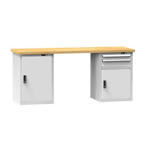 Stoły warsztatowe KOMBI KB5820, 2000 x 800 x 890 mm, BUK - Stół warsztatowy KOMBI KB5820, 2000 x 800 x 890 mm, BUK, szaro-szary