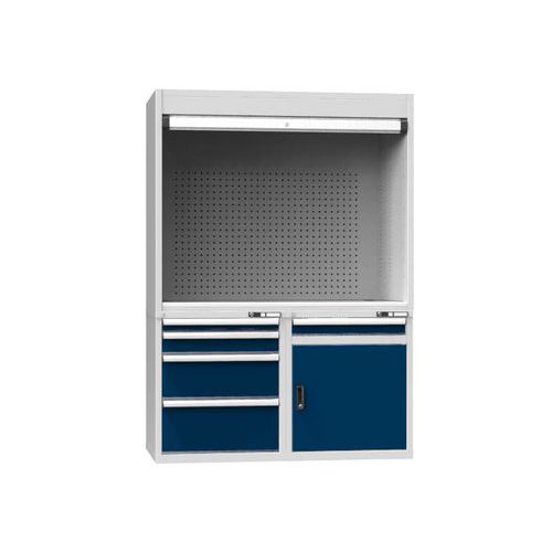 Stanowisko robocze inspekcyjne, 1462 x 753 x 2069 mm - Stanowisko robocze sterujące, 1462 x 753 x 2069 mm, szaro-ciemnoniebieski