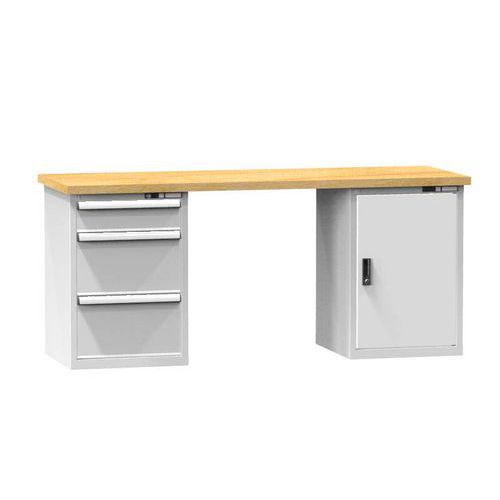 Stoły warsztatowe KOMBI LM4820, 2000 x 800 x 880 mm, MULTIPLEX - Stół warsztatowy KOMBI LM4820, 2000 x 800 x 880 mm, MULTIPLEX, szaro-szary