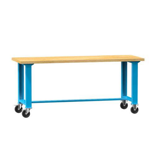 Stoły warsztatowe mobilne 88 x 150 x 70 cm, buk - Mobilny stół warsztatowy, 88 x 150 x 70 cm, buk/niebieski