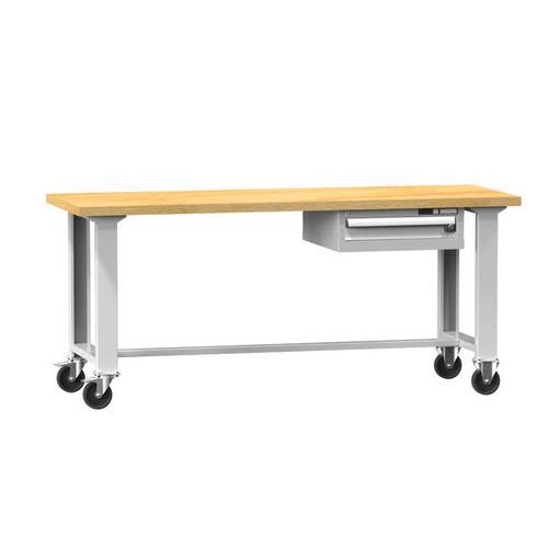 Mobilne stoły warsztatowe MPS2-720, 2000 x 700 x 880 mm, BUK - Mobilny stół warsztatowy MPS2-720, 2000 x 700 x 880 mm, BUK, szaro-szary