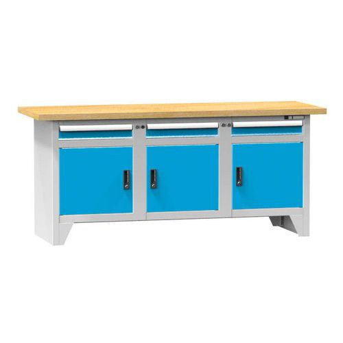 Stoły warsztatowe modułowe PS2-3M, 2000 x 700 x 880 mm, MULTIPLEX - Stół warsztatowy modułowy PS2-3M, 2000 x 700 x 880 mm, MULTIPLEX, szaro-niebieski