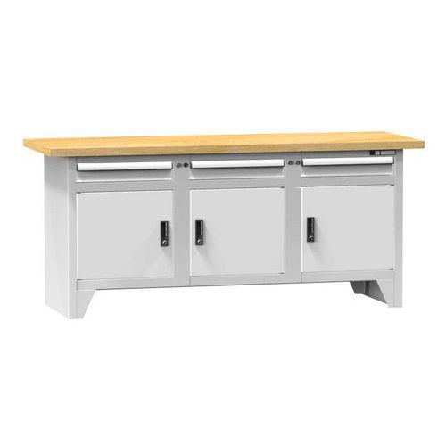 Stoły warsztatowe modułowe PS2-3M, 2000 x 700 x 880 mm, MULTIPLEX - Stół warsztatowy modułowy PS2-3M, 2000 x 700 x 880 mm, MULTIPLEX, szaro-szary