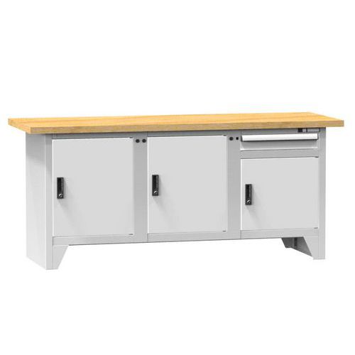 Stoły warsztatowe modułowe PS2-4, 2000 x 700 x 880 mm, BUK - Stół warsztatowy modułowy PS2-4, 2000 x 700 x 880 mm, BUK, szaro-szary