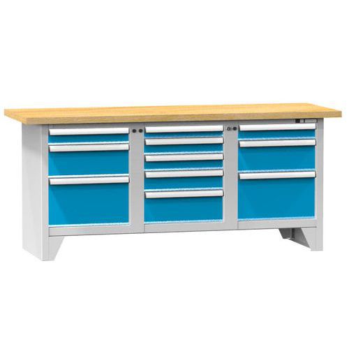 Stoły warsztatowe modułowe PS2-6M, 2000 x 700 x 880 mm, MULTIPLEX - Stół warsztatowy modułowy PS2-6M, 2000 x 700 x 880 mm, MULTIPLEX, szaro-niebieski