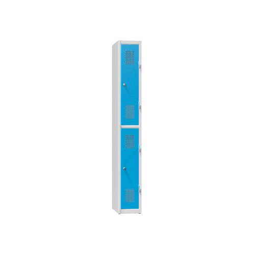 Szafy metalowe 2-skrzydłowe na cokole, przepołowione, 400 x 500 x 1850 mm - Szafa metalowa 2-skrzyniowa na cokole, przedzielona, 400 x 500 x 1850 mm, 