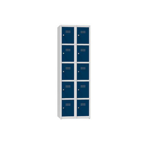 Szafy metalowe 10 boksów 1850 x 600 x 500 mm, szare - Szafa metalowa, 10 skrzynek, 1850 x 600 x 500 mm, szaro-ciemnoniebieska