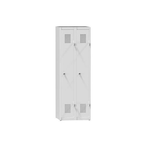 Szafy metalowe 2-drzwiowe na cokole, 600 x 500 x 1500 mm - Szafa metalowa 2-drzwiowa na cokole 600 x 500 x 1500 mm, szaro-szara
