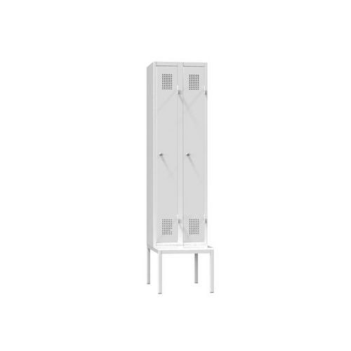 Szafa metalowa na ławce, 2-drzwiowa, 600 x 500 x 2080 mm - Szafa metalowa na ławie, 2-drzwiowa, 600 x 500 x 2080 mm, szaro-szara