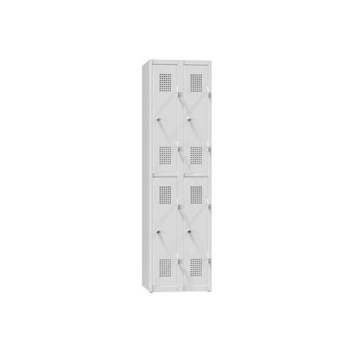Szafy metalowe 4-skrzynkowe na cokole, przepołowione, 600 x 500 x 1850 mm - Szafa metalowa 4-skrzynkowa na cokole, półdzielna, 600 x 500 x 1850 mm, sz