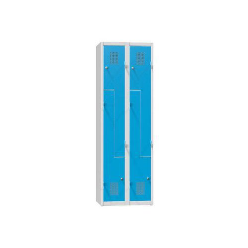 Szafy metalowe Z 4-drzwiowe, 600 x 500 x 1850 mm - Szafa metalowa Z 4-drzwiowa, 600 x 500 x 1850 mm, szaro-niebieska