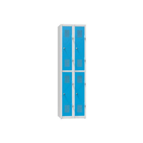 Szafy metalowe 4-skrzydłowe na cokole, przepołowione, 800 x 500 x 1850 mm - Szafa metalowa 4-skrzynkowa na cokole, przedzielona, 800 x 500 x 1850 mm, 