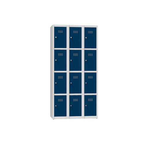 Szafy metalowe 12 boksów 1850 x 900 x 500 mm, szare - Szafa metalowa, 12 skrzynek, 1850 x 900 x 500 mm, szaro-ciemnoniebieska