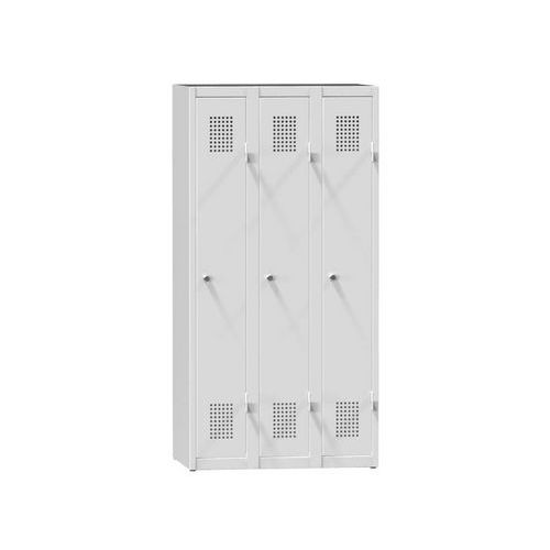 Szafy metalowe 3-drzwiowe na cokole, 900 x 500 x 1500 mm - Szafa metalowa 3-drzwiowa na cokole 900 x 500 x 1500 mm, szaro-szara