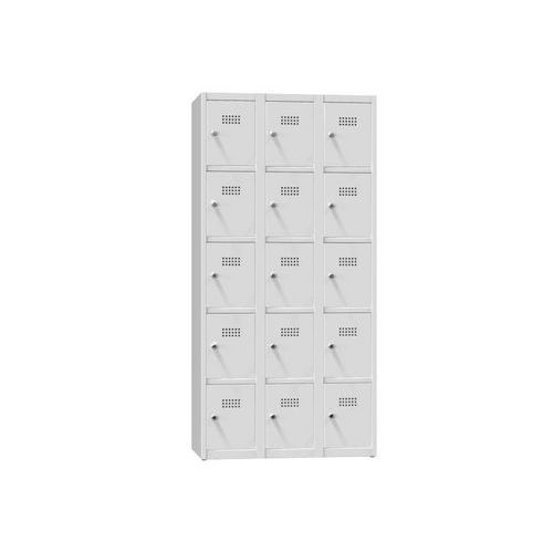 Szafy metalowe 15 boksów 1850 x 900 x 500 mm, szare - Szafa metalowa, 15 skrzynek, 1850 x 900 x 500 mm, szaro-szary