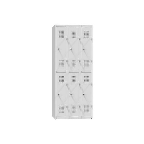 Szafa metalowa 6-skrzynkowa na cokole, przepołowiona, bez półki, 900 x 500 x 1850 mm - Szafa metalowa 6-skrzynkowa na cokole, przedzielona, bez półki,