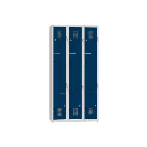 Szafy metalowe, drzwi Z, 6 przegródek, 1850 x 900 x 500 mm, szare - Szafa metalowa, drzwi Z, 6 przegródek, 1850 x 900 x 500 mm, szaro-ciemnoniebieska