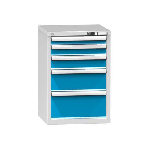 Szafki warsztatowe szufladowe ZA, 840 x 578 x 600 mm, 5 szuflad, szare - Szafka warsztatowa z szufladami ZA, 840 x 578 x 600 mm, 5 szuflad, szaro-nieb