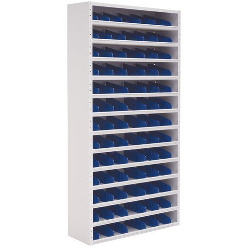 Regały metalowe z przegrodą Manutan Expert, 198 x 60 x 20 - 30 cm, 12 półek, szare - Regał metalowy z przegrodą Manutan Expert, 198 x 60 x 30 cm, 12 p