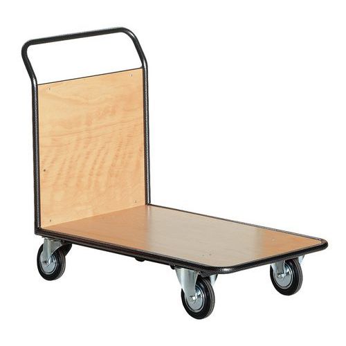 Wózki platformowe z uchwytem, ściana tylna stała - Wózek platformowy z uchwytem, ściana tylna solidna, nośność 200 kg, średnica kół 140 mm
