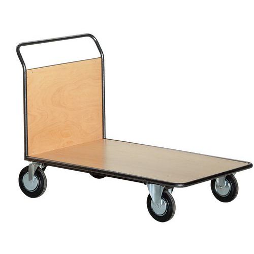 Wózki platformowe z uchwytem, ściana tylna stała - Wózek platformowy z uchwytem, ściana tylna stała, nośność 300 kg, średnica kół 160 mm