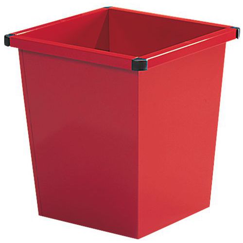 Kwadratowy metalowy kosz na śmieci - Kwadratowy czerwony metalowy pojemnik na biurko 27 l