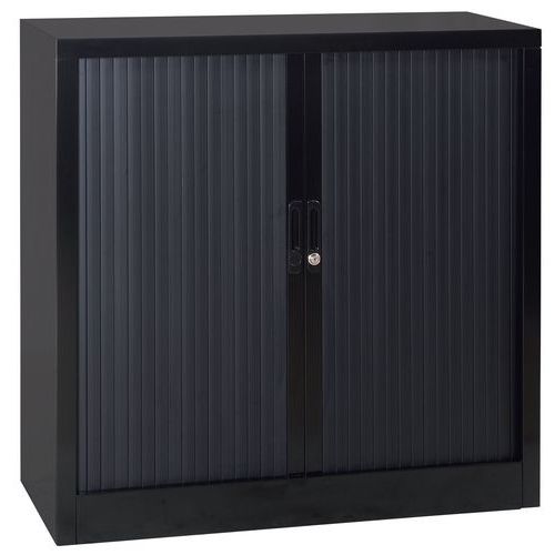Metalowe szafy aktowe Manutan Expert z roletą, 105 x 120 x 45 cm - Metalowa szafa aktowa Manutan Expert z roletą, 105 x 120 x 45 cm, czarna