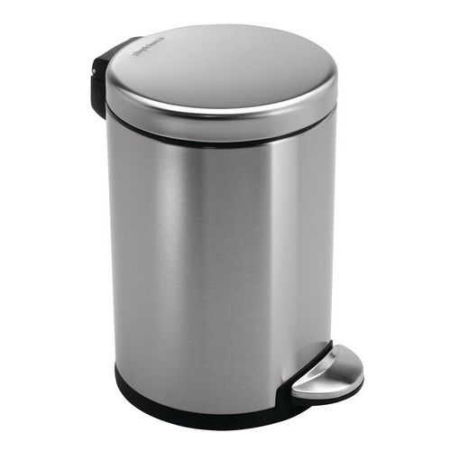 Kosz na śmieci z pedałem 3 l i 4,5 l – Simplehuman - Okrągły kosz na śmieci z pedałem 4,5 l matowa stal nierdzewna
