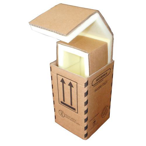 Pudełka kartonowe z wyściółką z pianki Securipack - Pudełko kartonowe z wyściółką z pianki Securipack, 13 x 13 x 21,5 cm