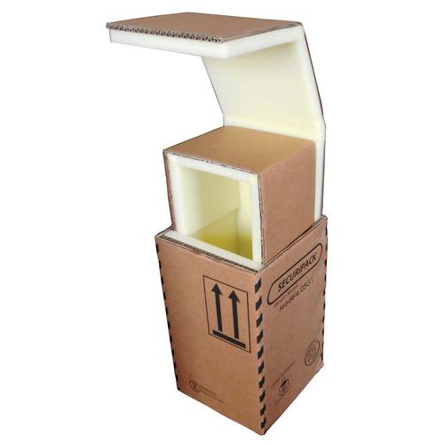 Pudełka kartonowe z wyściółką z pianki Securipack - Pudełko kartonowe z wyściółką z pianki Securipack, 18 x 18 x 31,5 cm