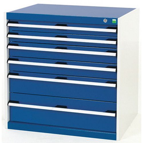 Szafki warsztatowe z szufladami Bott Cubio, 80 x 80 x 52,5-75 cm, 6 szuflad - Warsztatowa szafka z szufladami Bott Cubio, 80 x 80 x 52,5 cm, 6 szuflad