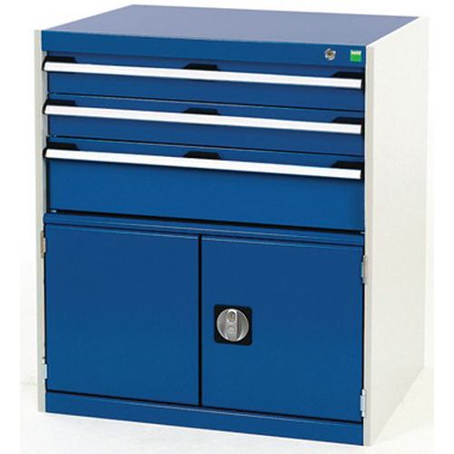 Warsztatowe szafki z szufladami Bott Cubio, 90 x 80 x 52,5-75 cm, 3 szuflady, 1 szafka - Warsztatowa szafka z szufladami Bott Cubio, 90 x 80 x 65 cm, 