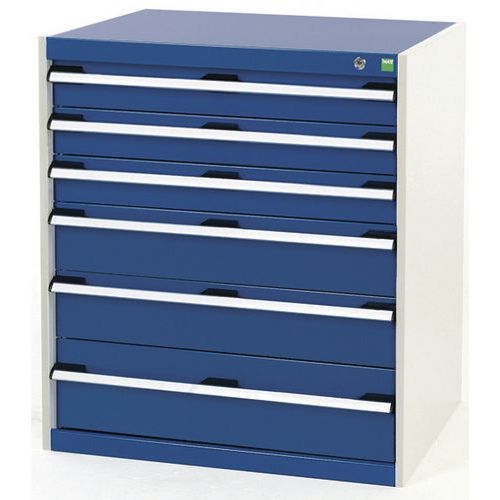 Szafki warsztatowe z szufladami Bott Cubio, 90 x 80 x 52,5-75 cm, 6 szuflad - Warsztatowa szafka z szufladami Bott Cubio, 90 x 80 x 65 cm, 6 szuflad, 