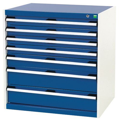 Szafki warsztatowe z szufladami Bott Cubio, 80 x 80 x 52,5-75 cm, 7 szuflad - Warsztatowa szafka z szufladami Bott Cubio, 80 x 80 x 65 cm, 7 szuflad, 