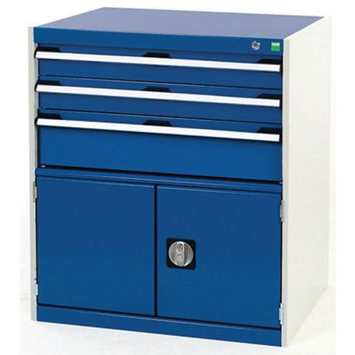 Warsztatowe szafki z szufladami Bott Cubio, 90 x 80 x 52,5-75 cm, 3 szuflady, 1 szafka - Warsztatowa szafka z szufladami Bott Cubio, 90 x 80 x 75 cm, 