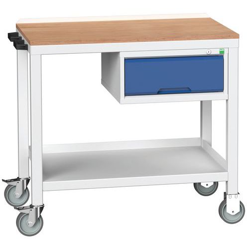 Bott Verso Weld mobilne stoły warsztatowe z szufladą, szerokość 100 cm, multipleks/stal - Mobilny stół warsztatowy Bott Verso Weld, 93 x 100 x 60 cm, 