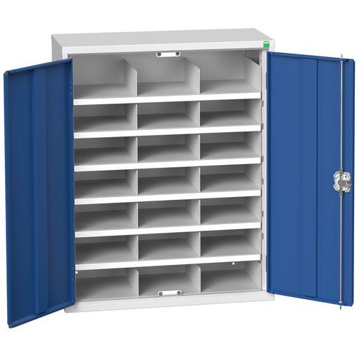 Metalowe szafki warsztatowe Bott Verso z przegródkami - Metalowa szafka warsztatowa Bott Verso z przegródkami, 100 x 80 x 35 cm, 21 przegródek, szaro-
