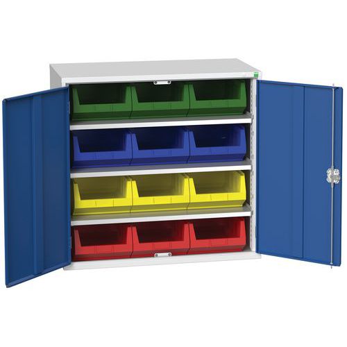 Szafy Bott Verso ze skrzynkami typ #5 - Szafka Bott Verso z pudełkami, 100 x 105 x 55 cm, 3 półki, 12 pudełek, szaro-niebieska