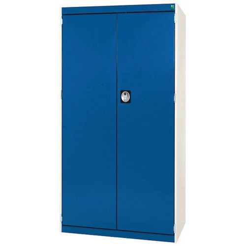Szafy warsztatowe Bott Cubio, drzwi perforowane, wysokość 160 cm - Szafka warsztatowa Bott Cubio, 160 x 80 x 52,5 cm, drzwi perforowane, szaro-niebies