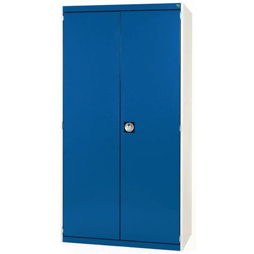 Szafy warsztatowe Bott Cubio, drzwi perforowane, wysokość 200 cm - Szafka warsztatowa Bott Cubio, 200 x 105 x 52,5 cm, drzwi perforowane, szaro-niebie