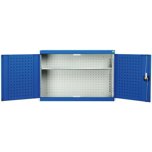Szafki wiszące Bott Cubio z panelami perforowanymi, 1 półka - Szafka wisząca Bott Cubio z panelami perforowanymi, 1 półką, 70 x 105 x 32,5 cm, szaro-n