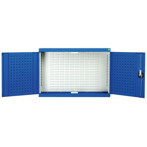 Szafki wiszące Bott Cubio z panelami perforowanymi - Szafka wisząca Bott Cubio, panel tylny z żaluzją, 70 x 105 x 32,5 cm, szaroniebieski
