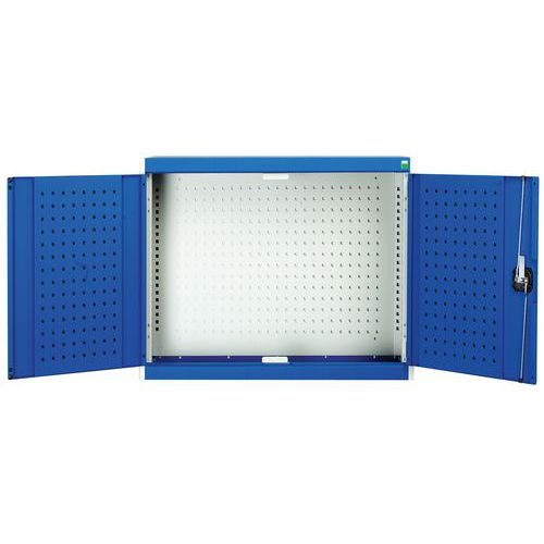 Szafki wiszące Bott Cubio z panelami perforowanymi - Szafka wisząca Bott Cubio, ścianka tylna perforowana, 70 x 65 x 32,5 cm, szaro-niebieska